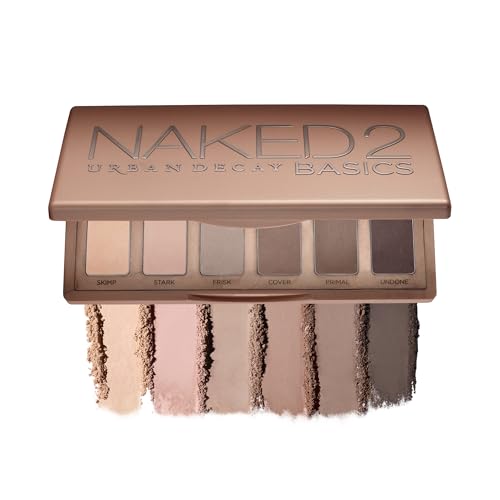 Urban Decay Naked 2 Basics Mini Eyeshadow Palette - 6 Matte Nude Shadows, Multi-Use Powder for Eye, Contour, or Brows, Ultra-Blendable Cool-Tone Neutrals, Long-lasting Wear, Travel Makeup with Mirror -