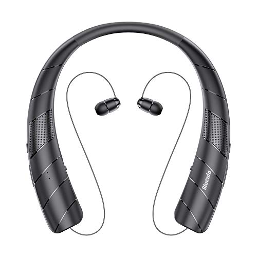 Neckband Bluetooth Headphones Speaker 2-in-1，Wireless Wearable Speaker at lightest 99g weight with Retractable Earbuds, Portable Speakers and Headsets w/Bulit in Mic for Home, Office and Outdoors -