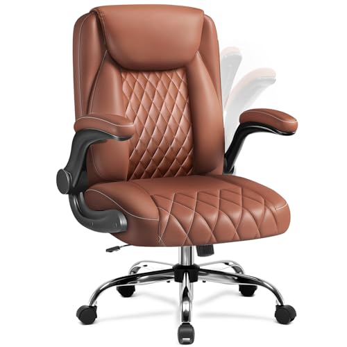 COMHOMA Leather Office Chair Ergonomic Computer Gaming Chair with Comfy Back Support, Executive Mid-Back,Small Gmaing Chair with Adjustable Armrests, for Short People Use, Rolling Swivel for Adults -
