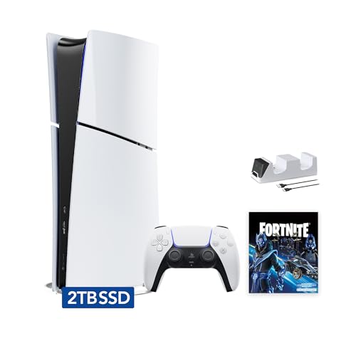 PlayStation 5 Slim Upgraded 2TB Digital Edition Fortnite Cobalt Star Bundle and Controller Charger - White, Slim PS5 2TB PCIe SSD Gaming Console [video game] [video game] [video game] [video game] [video game] [video game] [video game] [video game] [video -