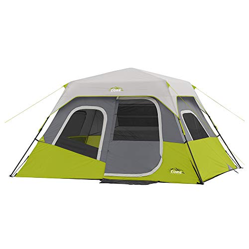 CORE 6 Person Instant Cabin Tent | Portable Large Pop Up Tent with Easy 60 Second Camp Setup for Family Camping | Included Hanging Organizer for Outdoor Camping Accessories -
