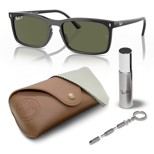 RAY-BAN RB4435 Rectangle Shape Sunglasses with Official Eyewear Care Kit Bundle -