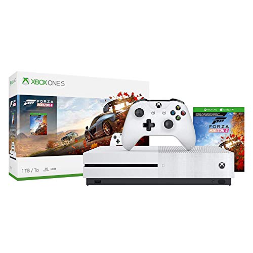 Microsoft Xbox One S 1TB/2TB Forza Horizon 4 Bonus Bundle: Forza Horizon 4, Xbox Wireless Controller, Xbox One S 4K HDR Console - White One S Gaming Console with 4K Blu-Ray Player -