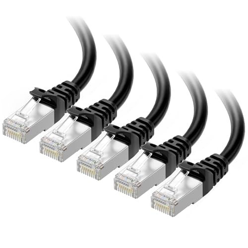 Cable Matters 10Gbps 5-Pack Snagless Short Shielded Cat 6A Ethernet Cable - 3ft, Cat 6A Cable, Cat6A Cord, Ethernet Cord, Black -