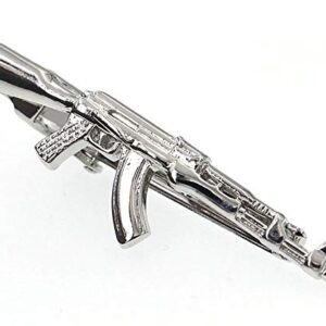 Flairs New York Gentleman's Premium Handmade Artisan Tie Bars Clips Cufflinks (2.00, Silver AK47) -