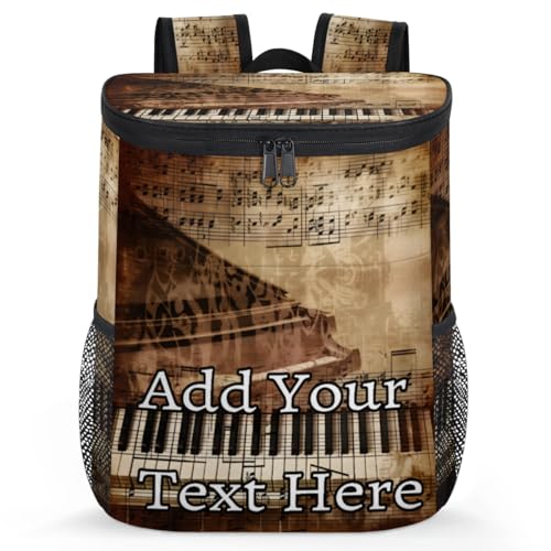 Obtravar Piano Print Custom Cooler Backpack Personalized Insulated Backpack Cooler Waterproof Leak Proof Large Capacity Cooler Bag -