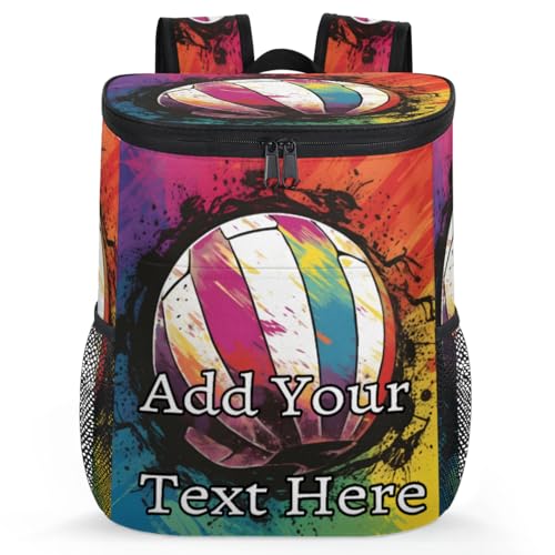 Obtravar Volleyball Custom Cooler Backpack Personalized Insulated Backpack Cooler Waterproof Leak Proof Large Capacity Cooler Bag -