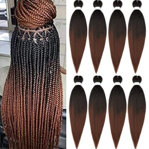 Braiding Hair Pre Stretched 24 Inch 8 Packs Ombre Professional Soft Yaki Texture, Itch Free, Hot Water Setting Extensions for Braids (24in,1B/30) -