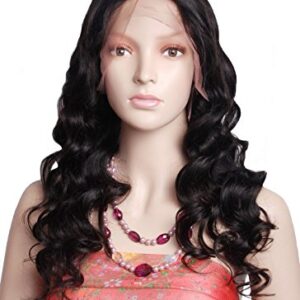 Mike & Mary® Lace Front Human Hair Wigs for Black Women Body Wave Top 8A Virgin Brazilian Hair Wigs Free Part with Baby Hair (16inch, #4 Dark Brown) -