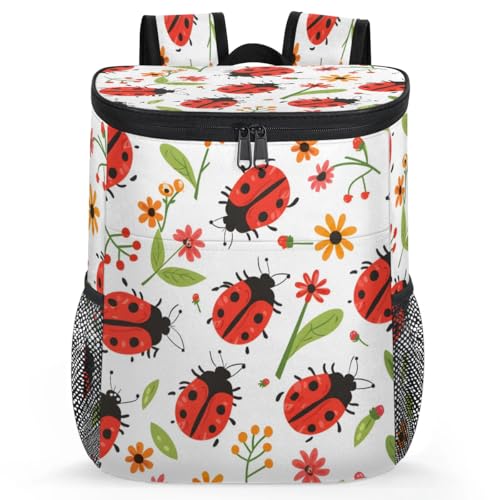 Obtravar Ladybugs Cooler Backpack Insulated Backpack Cooler Waterproof Leak Proof Large Capacity Cooler Bags for Picnic Camping Work Beach -