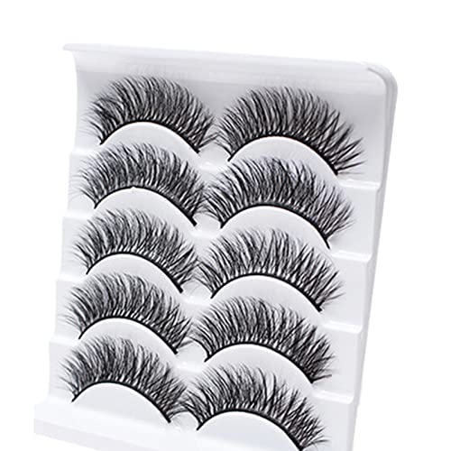 preliked 5 Pairs Eyelashes Long-lasting Effect Comfortable 3D Mink Lashes Curling Fake Eye Lashes Makeup Tool for Party 9 -