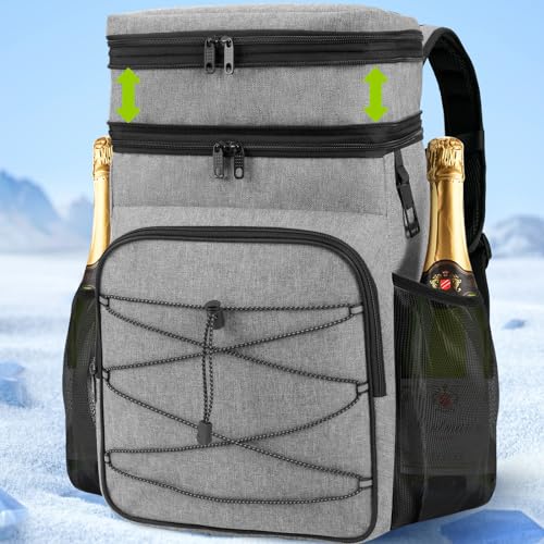 ADDIMOR Expandable Cooler Backpack - 35 Cans Insulated Backpack Cooler for Men & Women, Portable 2 Leak Proof Compartments Coolers Bag for Picnic, Lunch, Hiking, BBQ Camping and Beach -