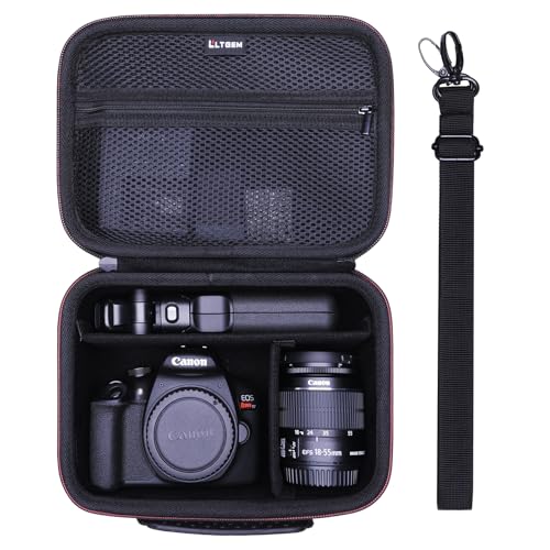 Camera Case Compatible with Canon EOS Rebel T7 / R100 / R50 / R5 / R6 Mark II / R7 / R8 / 90D / 5D Mark IV, Sony, Nikon DSLR Camera, Lens, Tripod, with 4 Pieces of Dividers and Shoulder Strap, Black -