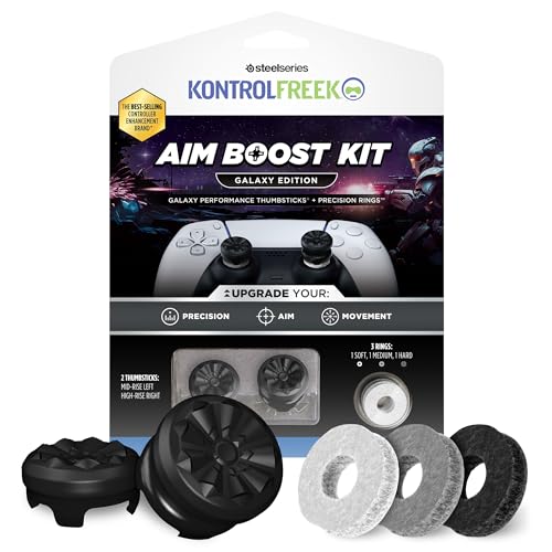 KontrolFreek Aim Boost Kit for PlayStation 5 (PS5) and PlayStation 4 (PS4) Controller | Includes Performance Thumbsticks and Precision Rings | Black Galaxy Edition -