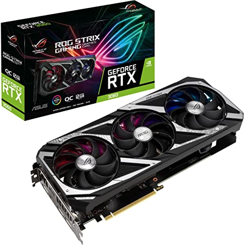 ASUS ROG Strix NVIDIA GeForce RTX 3060 V2 OC Edition Gaming Graphics Card (PCIe 4.0, 12GB GDDR6, HDMI 2.1, DisplayPort 1.4a, Axial-tech Fan Design, 2.7-Slot, Super Alloy Power II, GPU Tweak II) -