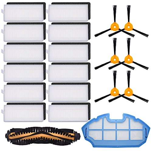 neutop Replacement Parts Compatible for Ecovacs Deebot N79S N79 DN622 DN622.11 DN622.31 N79W N79se and Deebot 500 DC3G Robot Vacuum with 1 Roller Brush 12 Filter Sets 6 Side Brushes 1 Mesh Filter -