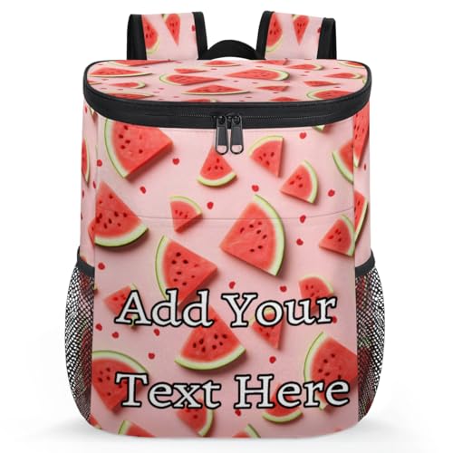 Obtravar Cute Watermelon Fruit Custom Cooler Backpack Personalized Insulated Backpack Cooler Waterproof Leak Proof Large Capacity Cooler Bag -