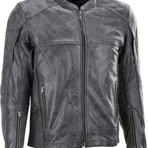 Highway 21 Gunner Jacket, Leather Motorcycle Gear with Zippered Vents and Mesh Lining, Unisex Adult Riding Apparel (Gunmetal, 4X-Large) -