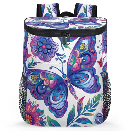 Obtravar Floral Butterfly Cooler Backpack Insulated Backpack Cooler Waterproof Leak Proof Large Capacity Cooler Bags for Picnic Camping Work Beach -