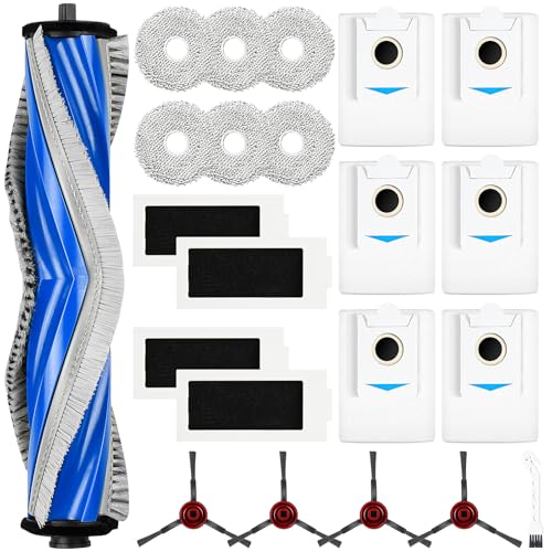 22 Pcs Accesories Kit for ECOVACS DEEBOT T30S / T30S PRO / T30S AI / T30S AI CARE Vacuum, Replacement Parts Include 1Rubber Brush, 4 Filters, 6 Pads, 6 T30S Dust Bag, 4 Side Brush and 1 Cleaning Tool -