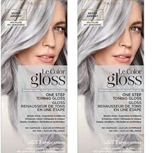 L'Oreal Paris Le Color Gloss One Step In-Shower Toning Hair Gloss, Neutralizes Brass, Conditions & Boosts Shine, Silver, 4 Ounce (Pack of 2) -
