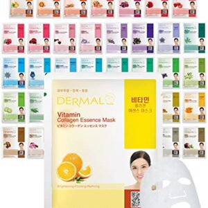 DERMAL 39 Combo Pack A Collagen Essence Korean Face Mask - Hydrating & Soothing Facial Mask with Panthenol - Hypoallergenic Self Care Sheet Mask for All Skin Types - Natural Home Spa Treatment Masks -