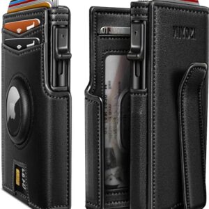 miyozi Airtag Wallet for Men,with Money Clip 10 Cards Metal Case Smart Slim Pop Up Credit Card Holder Flip with Magnetic Closure RFID Blocking Wallet with Gift Box -