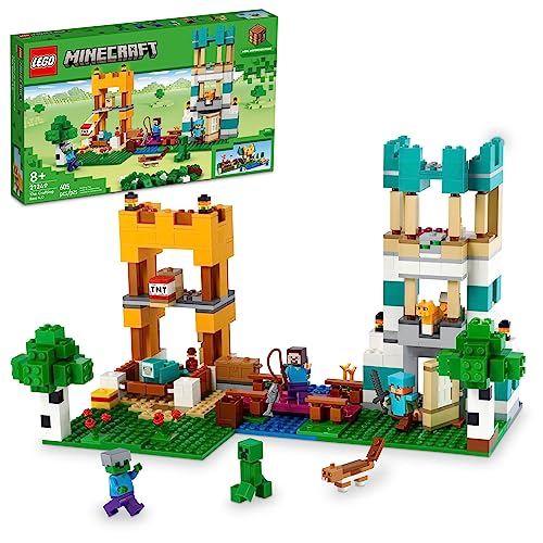 LEGO Minecraft The Crafting Box 4.0 21249 Building Toy Set, Custom-Build Playset Featuring Classic Bricks, Figures and Game Accessories, Model Guides Spark Creativity for 8 Year Old Kids -