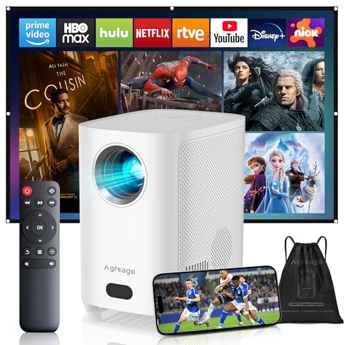 [Electric Focus]Projector with WiFi and Bluetooth, Native 1080P 15,000 Lumens 4K Supported, Agreago Outdoor Movie Projector for Home Theater UP to 300", for iOS/Android/Laptop/TV Stick/HDMI/USB -