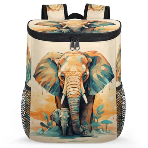 Obtravar Vintage Elephant Cooler Backpack Insulated Backpack Cooler Waterproof Leak Proof Large Capacity Cooler Bag for Picnic Camping Work Beach -