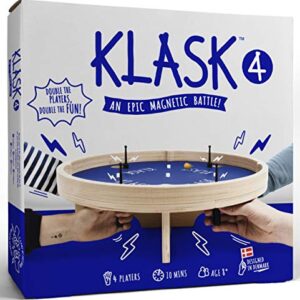 KLASK 4: The 4 Player Magnetic Party Game of Skill - for Kids and Adults of All Ages That’s Half Foosball, Half Air Hockey -