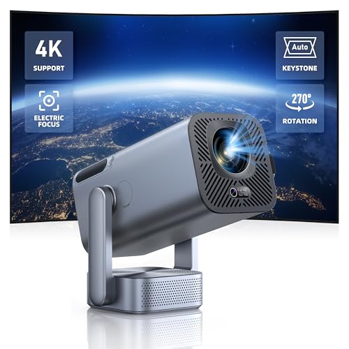 [270° Adjustable Stand & Electric Focus]Mini Projector with WiFi and Bluetooth, 2025 Native 1080P TOPTRO Portable Outdoor Movie Projector, Auto Vertical Keystone, Home Proyector for Phone/TV Stick -