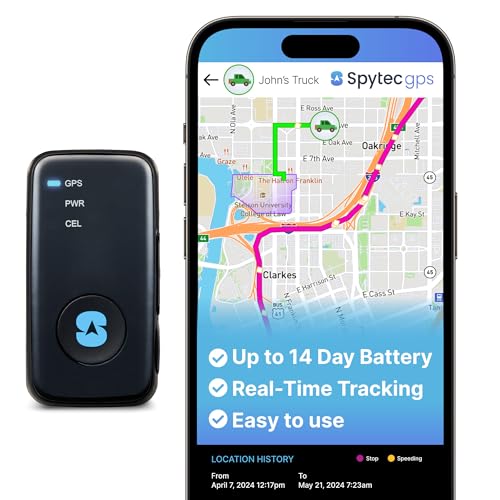 Spytec Mini GPS Smart Tracker for Vehicles, Cars, Trucks, Up to 14 Day Battery Life, Small GPS Tracking Device for Kids, Unlimited Updates, Worldwide Real-Time Tracking, USA Made Tech, Low Cost Plan -