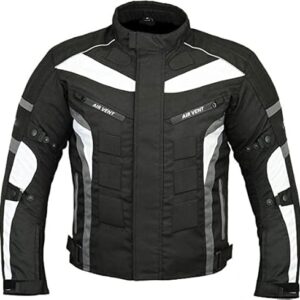 Men's Waterproof Motorbike Jacket with CE Armour–All-Weather Protective Riding Coat for Bikers, Men & Boys. Adjustable Durable Motorcycle Safety Gear (US, Alpha, Small, Regular, Regular, Grey) -