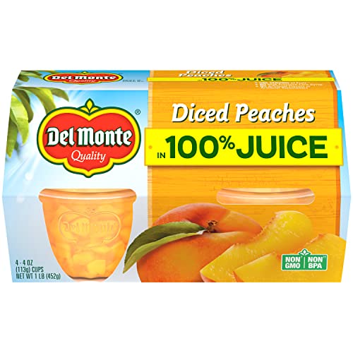 Del Monte Diced Peaches In Juice, 4 Oz, 4 Ct -