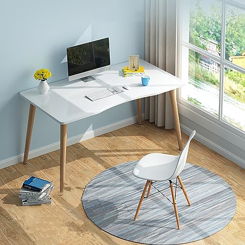 Kripyery 27 inch Computer Desk,Modern Ergonomic Design Office Desk Computer Table Thickened Plate Spacious Computer Desk Wood PC Work Writing Table White -