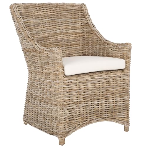 Safavieh Home Collection Ventura Brown and White Washed Arm Chair -