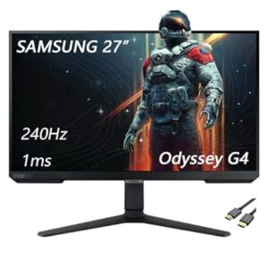 SAMSUNG 27" Odyssey G4 Series IPS LED Gaming Monitor, 240Hz, 1ms, Nvidia G-Sync, Ultrawide Game View, AMD FreeSync Premium, HDMI, Black, with HDMI Cable -
