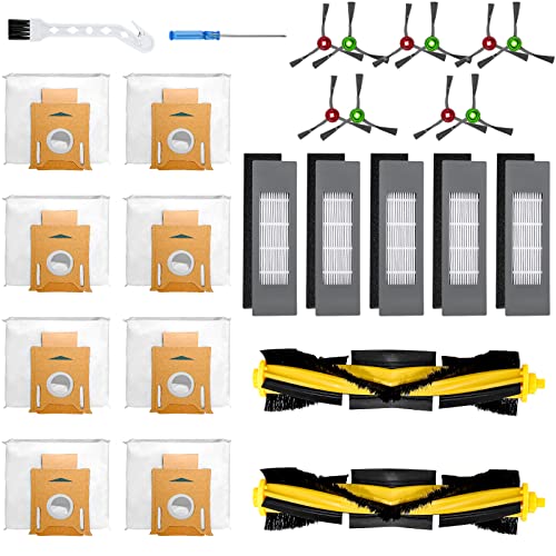 T8 N8 Replacement Parts for ECOVACS Deebot Ozmo T8 T8 Aivi T8+ T8 AIVI+ T8 MAX N8 Pro Plus/N8 Pro N8+ Plus N8 Pro+ DEEBOT Dust-Bags Main Brush Side Brush HEPA Filter Replacement for Yeedi Vac LUXRILIX -