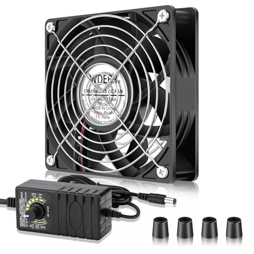 WDERAIR 120mm x 38mm Small Powerful Computer AC 110V 120V 220V 240V Variable Speed Fan for Server Rack Cabinet Cooling Ventilation Exhaust Projects -