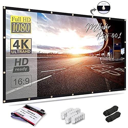Mdbebbron 120 inch Projector Screen 16:9 Foldable Anti-Crease Portable Projector Movies Screens for Home Theater Outdoor Indoor Support Double Sided Projection -