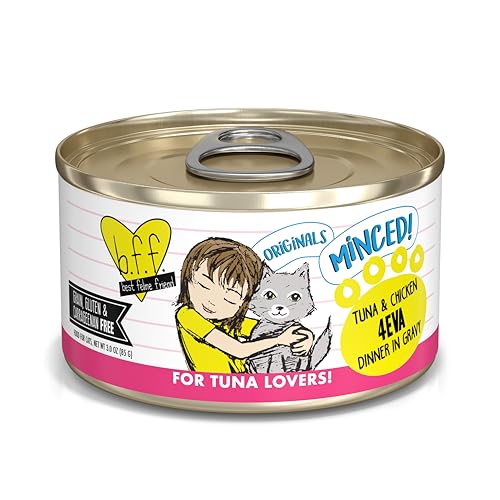 Weruva BFF Minced Natural Wet Cat Food, Tuna and Chicken 4 Eva in Gravy, 3oz Can, Pack of 24 -