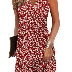 Ladlop Summer Dresses for Women 2025 Beach Loose Casual A Line Dress Sleeveless V-Neck Sundress with Pockets -