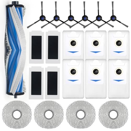 BUXEBUX 21 Pack T30S Replacement Parts Only for ECOVACS DEEBOT T30S, T30S AI, T30S Pro, T30S Care Robot Vacuum Accessories Kit, 1 V-shaped Brush, 4 Hepa Filters, 4 Mop Pads, 6 Side Brush, 6 Dust Bags -