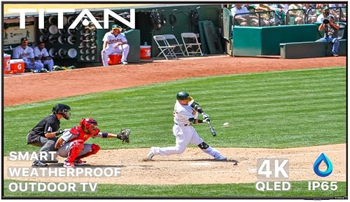 Titan S100 Series 85 Inch Partial Sun Outdoor TV 4K QLED IP65 Weatherproof Smart TV,Tizen OS, Thin Bezel, SmartThings,WiFi,Bluetooth,eARC HDMI,USB,Alexa,Quantum HDR+ -