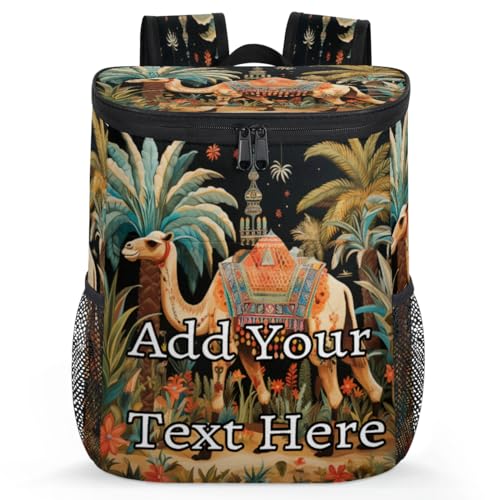 Obtravar Vintage Camel Custom Cooler Backpack Personalized Insulated Backpack Cooler Waterproof Leak Proof Large Capacity Cooler Bag -