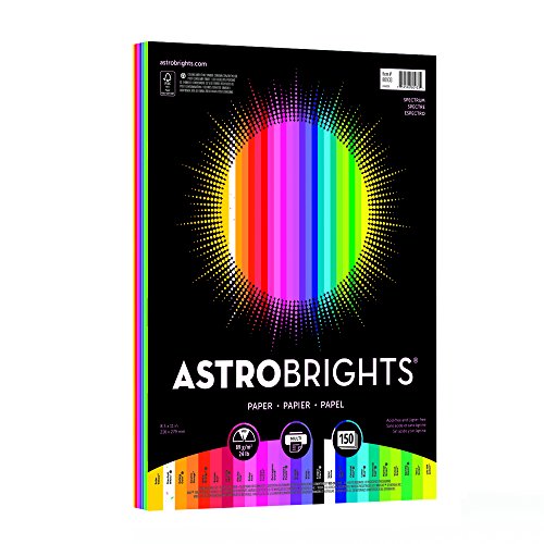 Astrobrights Color Paper, 8.5” x 11”, 24 lb/89 gsm, Spectrum 25-Color Assortment, 150 Sheets (80933-01) -