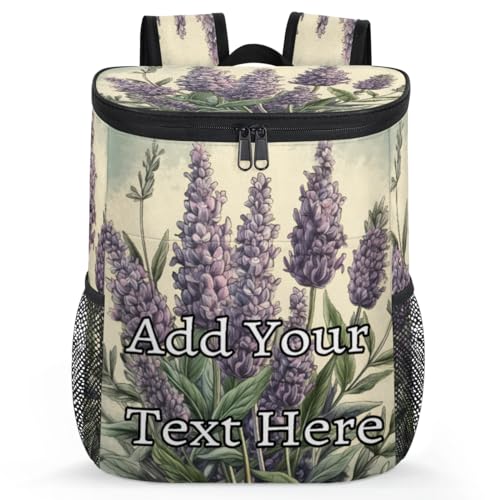 Obtravar Lavender Paint Custom Cooler Backpack Personalized Insulated Backpack Cooler Waterproof Leak Proof Large Capacity Cooler Bag -