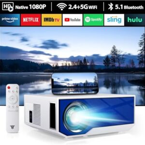 ZDK Native 1080P 18000 Lumen 4K Supported projector with wifi and bluetooth, Bedroom Outdoor Indoor Projector Compatible with Smartphone, HDMI, USB, AV, Fire Stick, PS5 for Home, Bedroom, Outdoor Use -