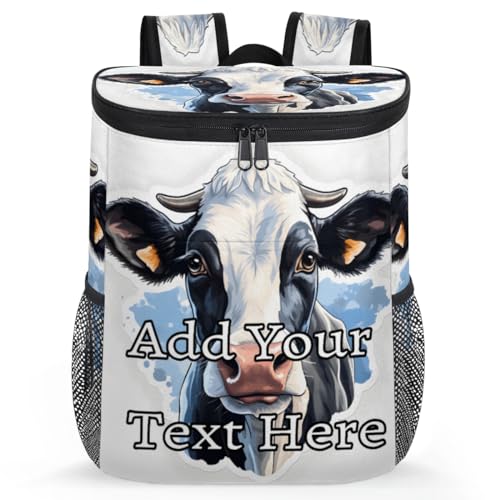 Obtravar Cow Animal Custom Cooler Backpack Personalized Insulated Backpack Cooler Waterproof Leak Proof Large Capacity Cooler Bag -